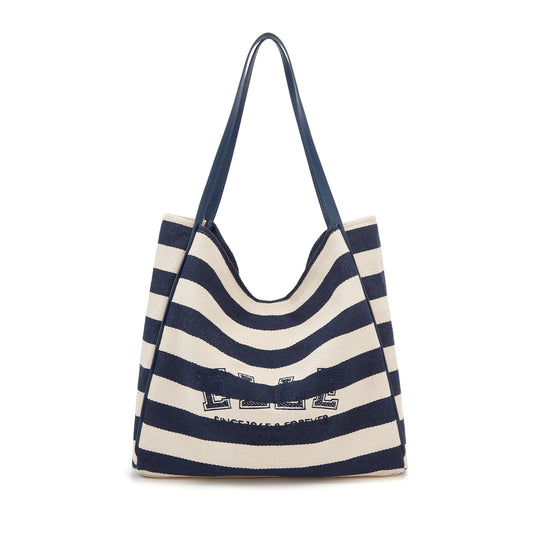 ELLE Women's Striped Canvas Shoulder Bag